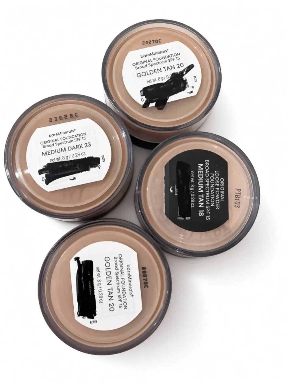 bareMinerals 4-Pc Lot Foundation 2x Golden Tan 20 Medium Tan 18 Medium Dark 23